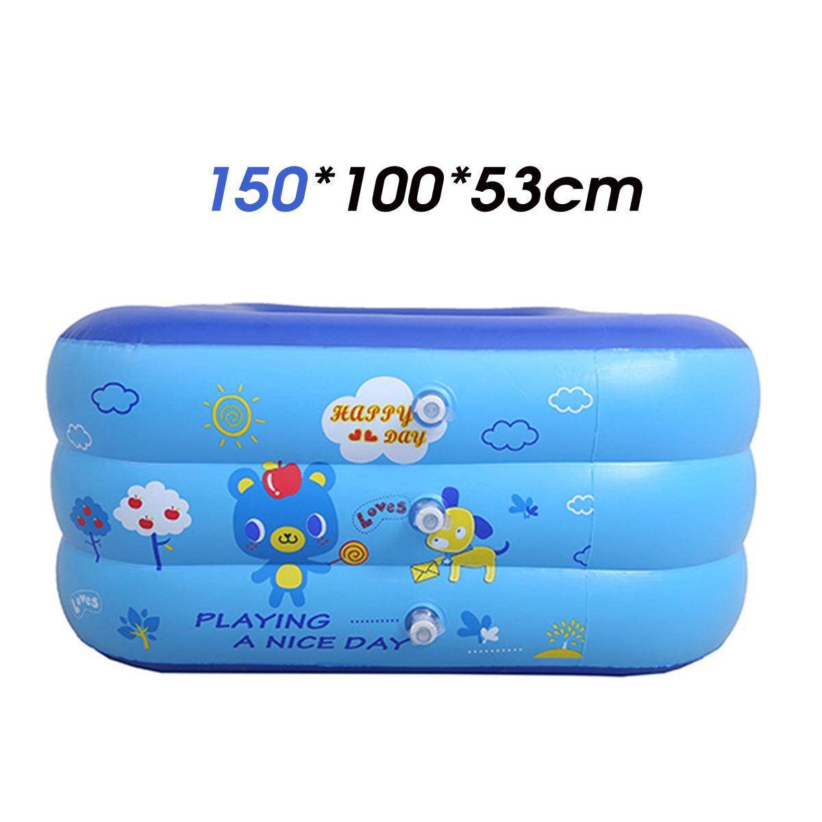 120/130/150/180cm Kids Inflatable Swimming Pool Indoor Home Children Swim Bathe Deep Blue