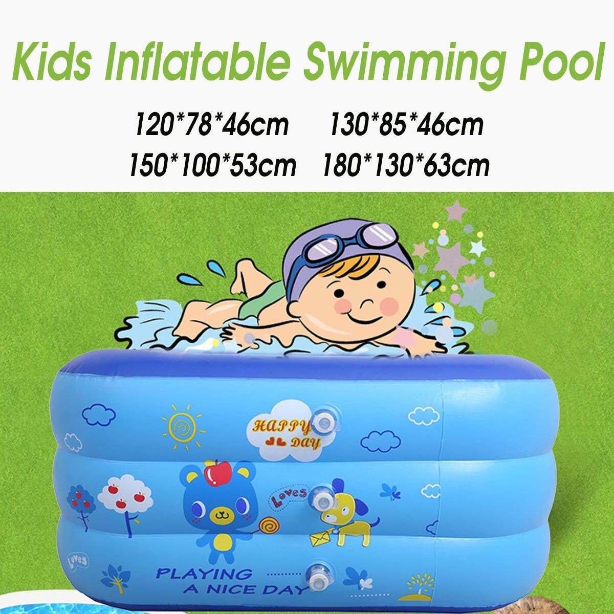 120/130/150/180cm Kids Inflatable Swimming Pool Indoor Home Children Swim Bathe Deep Blue