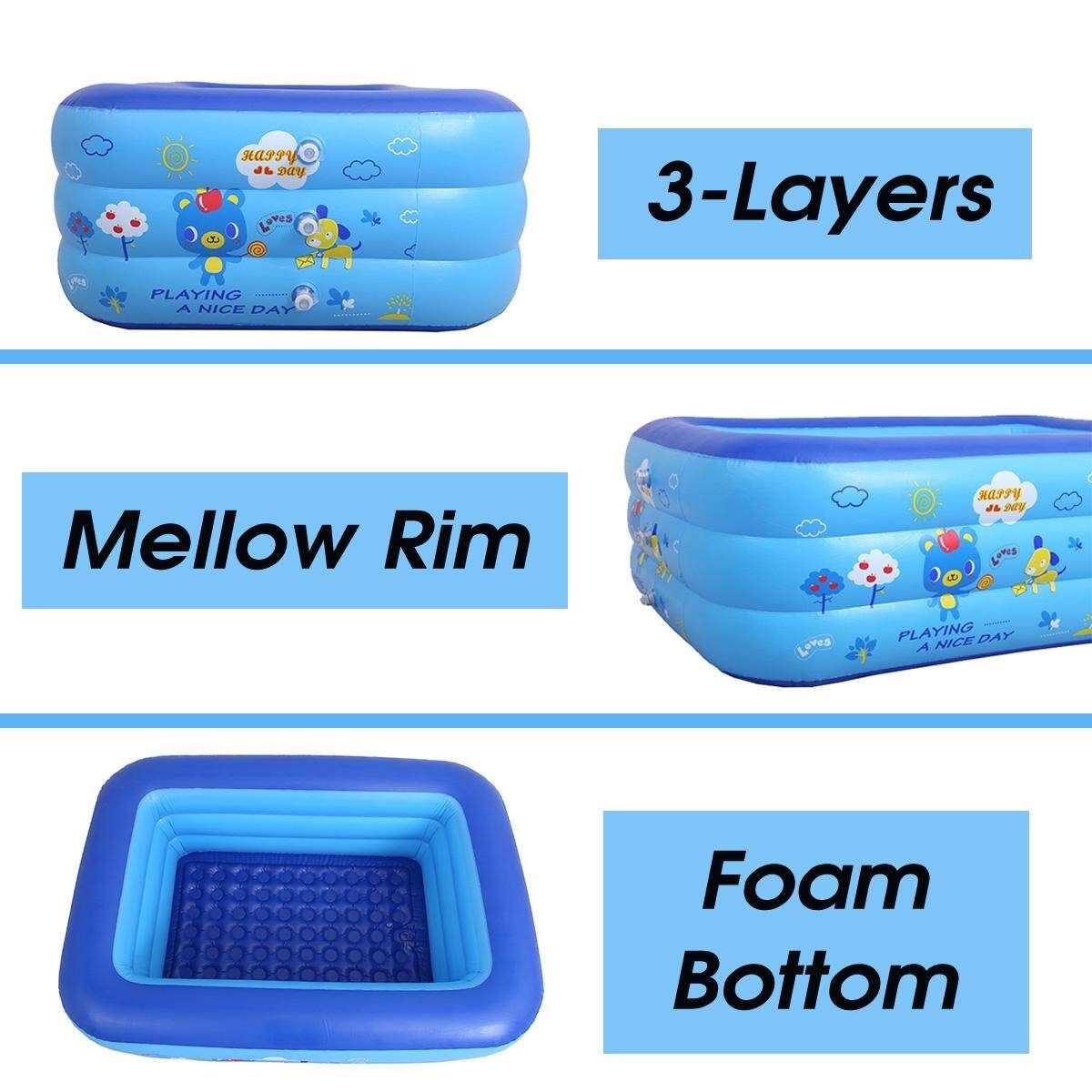 120/130/150/180cm Kids Inflatable Swimming Pool Indoor Home Children Swim Bathe Deep Blue