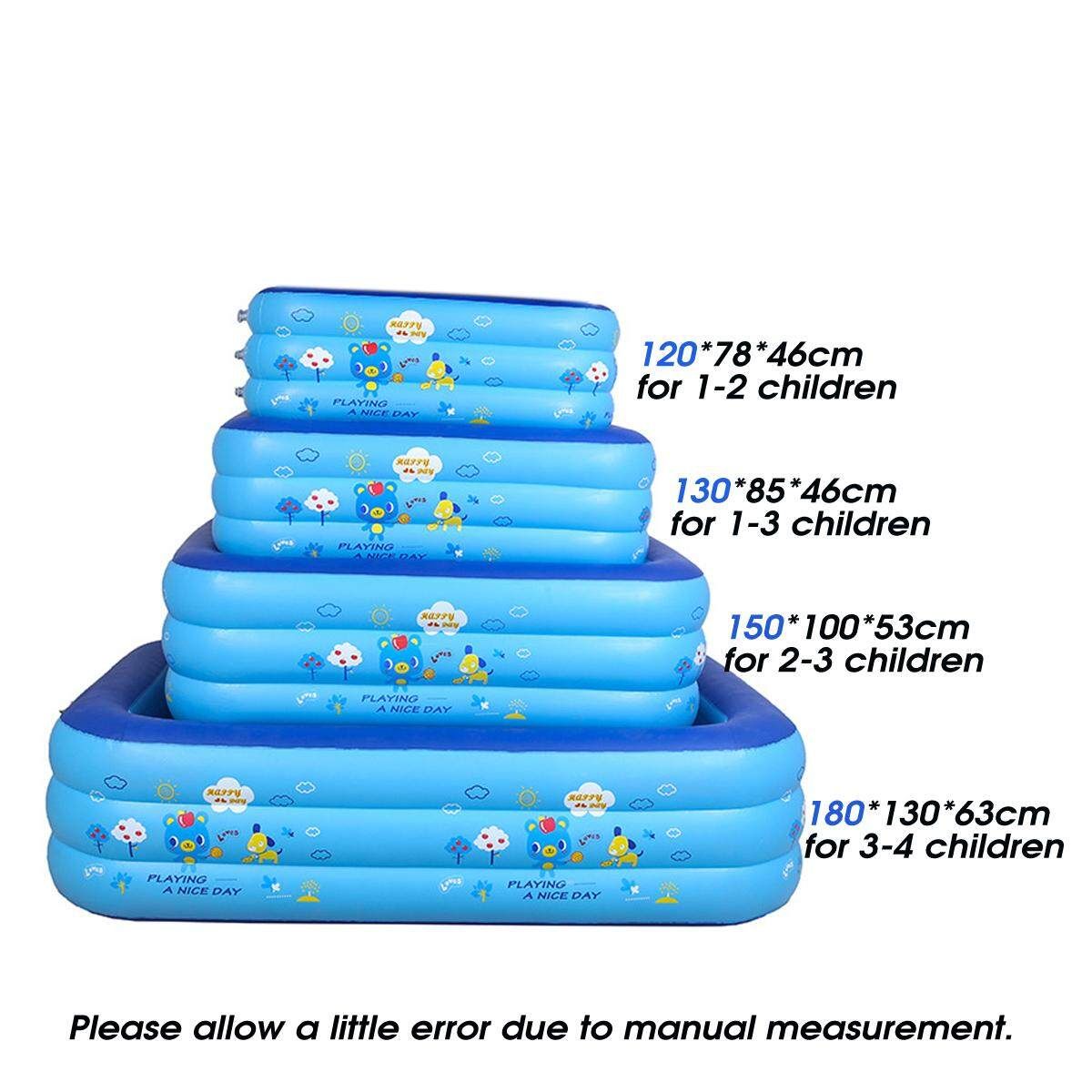 120/130/150/180cm Kids Inflatable Swimming Pool Indoor Home Children Swim Bathe Deep Blue