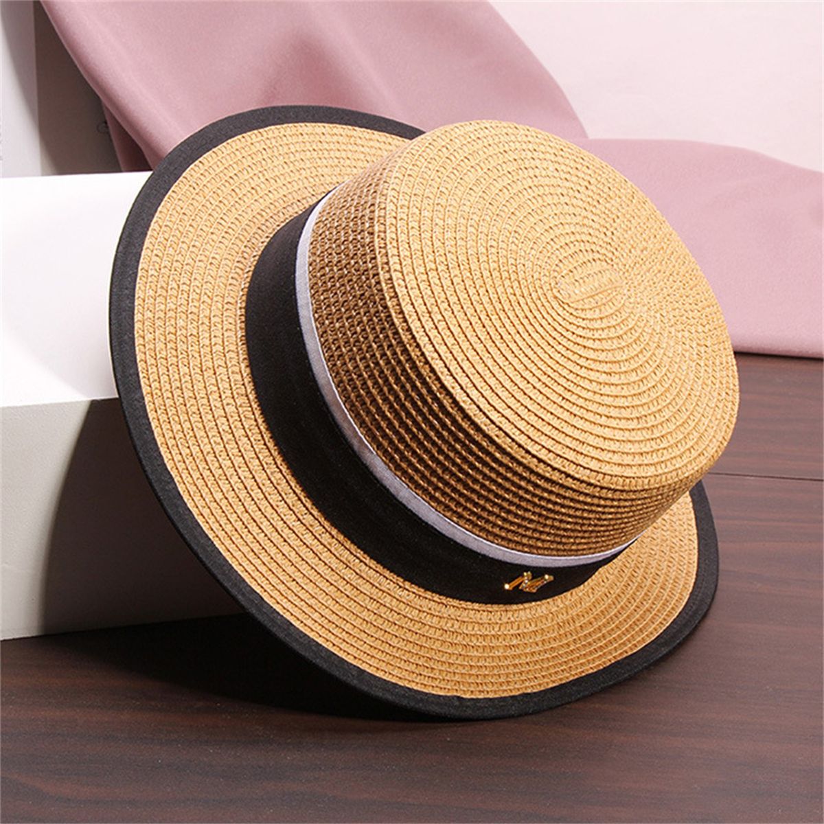 Straw Hat Men Women Casual Beach Trilby Khaki
