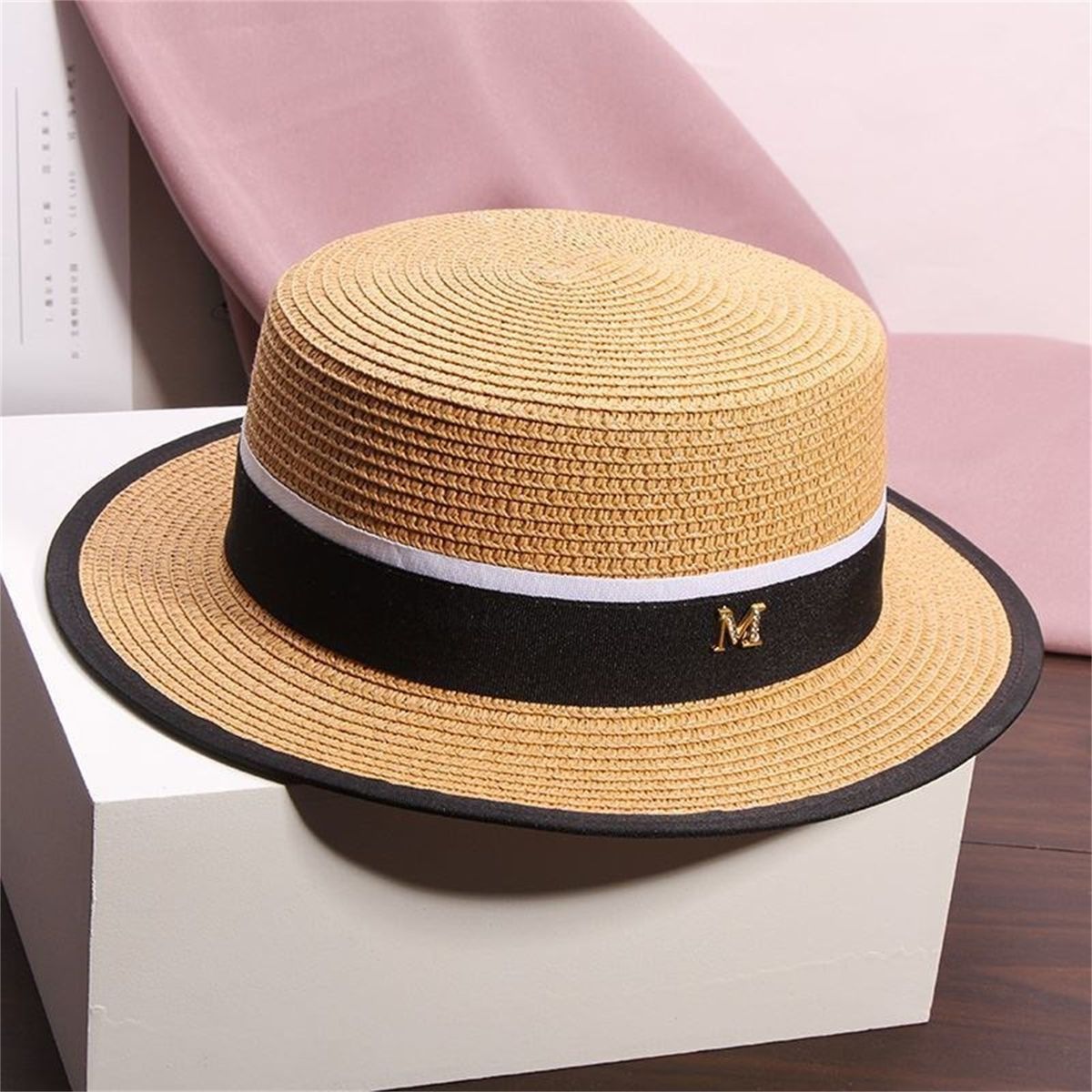 Straw Hat Men Women Casual Beach Trilby Khaki