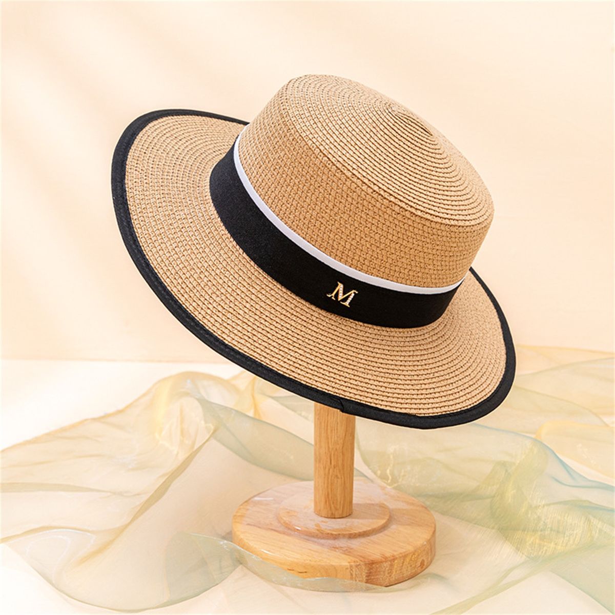 Straw Hat Men Women Casual Beach Trilby Khaki