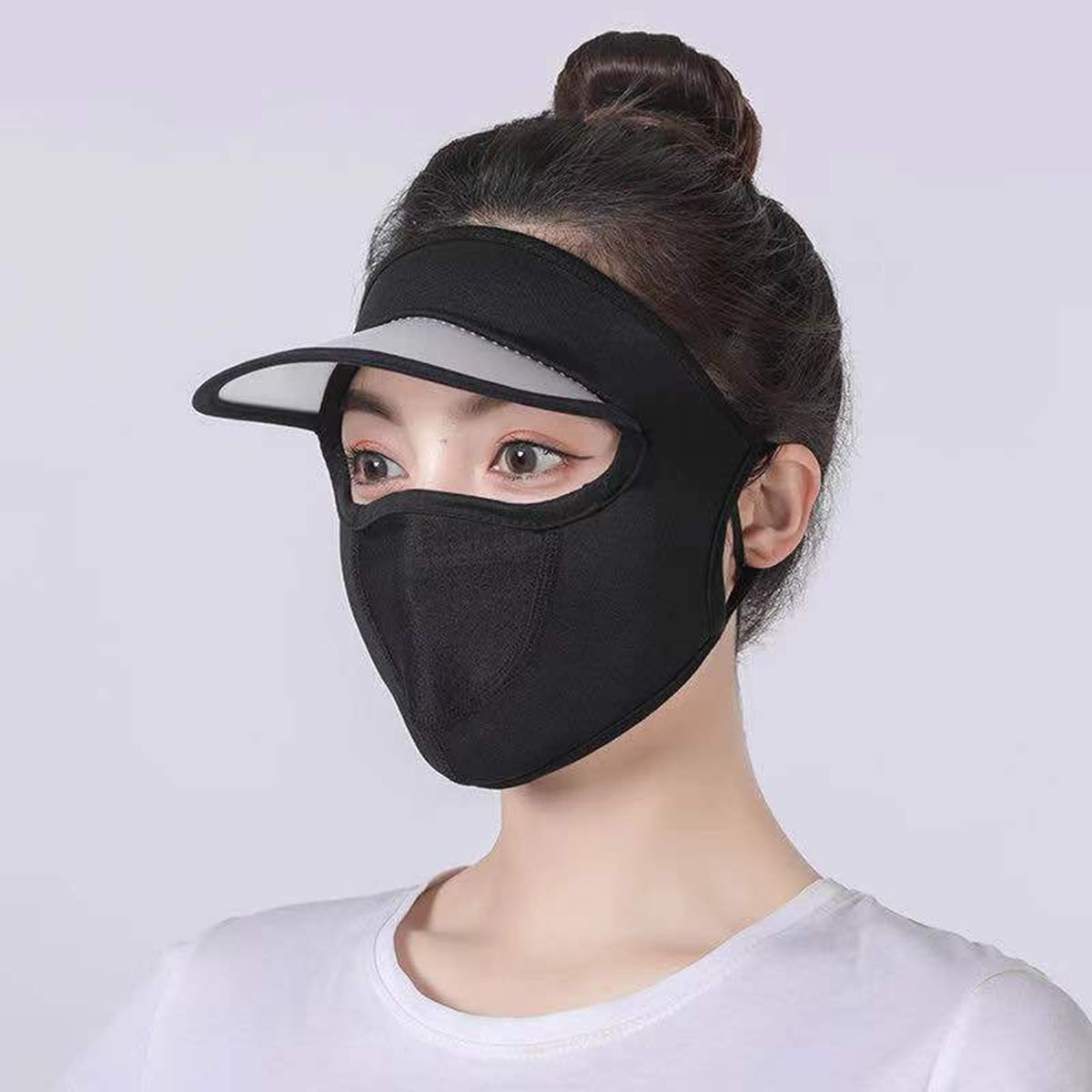 Face Cover Cap Sport Cycling Hat Sunscreen Face Cover Black