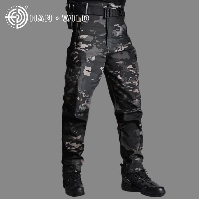 Han Wild Men Sharkskin Pants Black Camouflage_S(50-60kg)