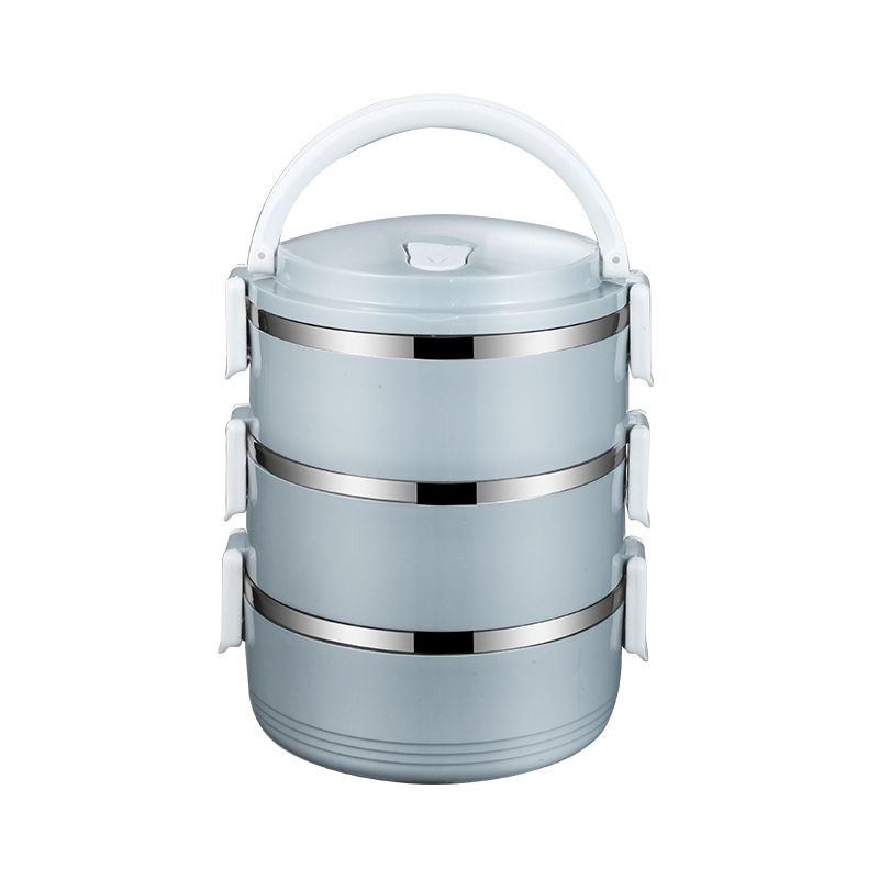 3 Layer Stainless Thermal Lunch Box- Blue