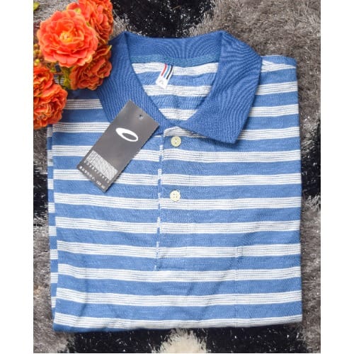 Men's Cotton Casual Short Sleeved Polo Shirt - Blue