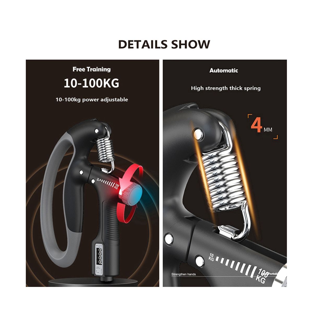 Hand Dynamometer Grip Hand Manipulated By the Hand and Prevent Stiffness Hand Grip Counter-Black