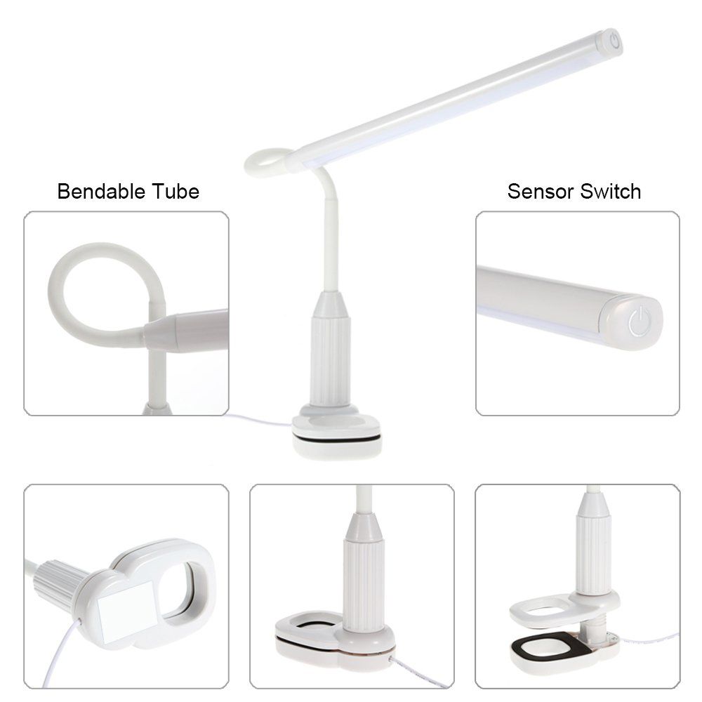 5W 24 LEDs Eye Protect Clamp Clip Table Lamp Stepless