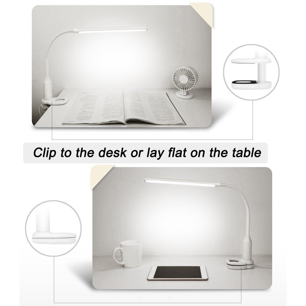 5W 24 LEDs Eye Protect Clamp Clip Table Lamp Stepless
