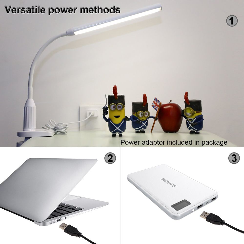 5W 24 LEDs Eye Protect Clamp Clip Table Lamp Stepless