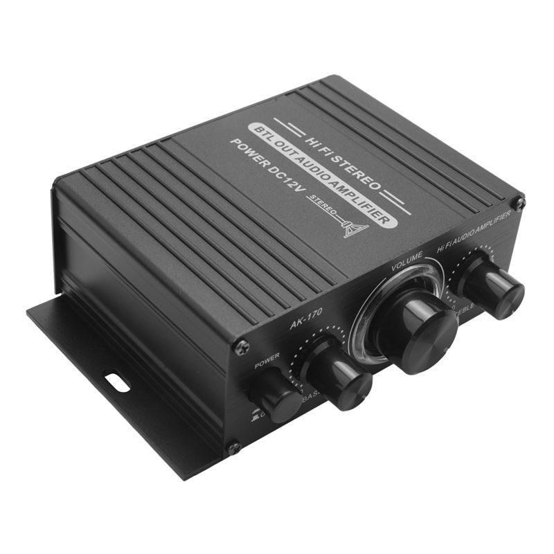 12V Mini Audio Power Car Amplifier Digital Audio Receiver AMP Dual Channel 20W20W Bass Treble Volume Control