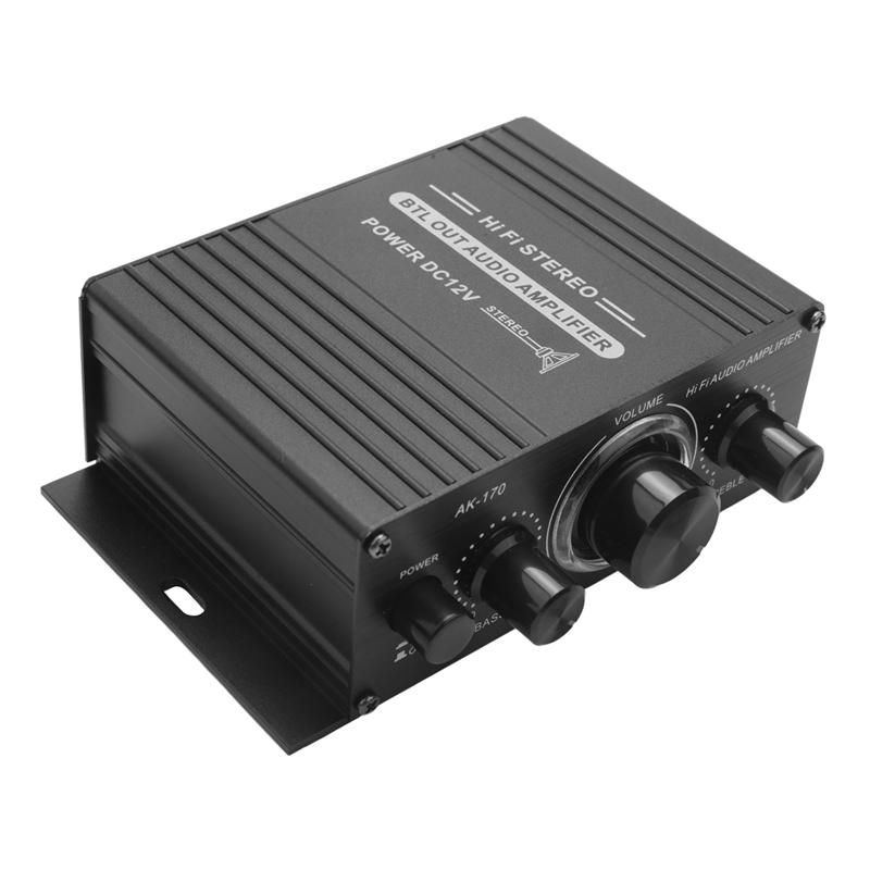 12V Mini Audio Power Car Amplifier Digital Audio Receiver AMP Dual Channel 20W20W Bass Treble Volume Control