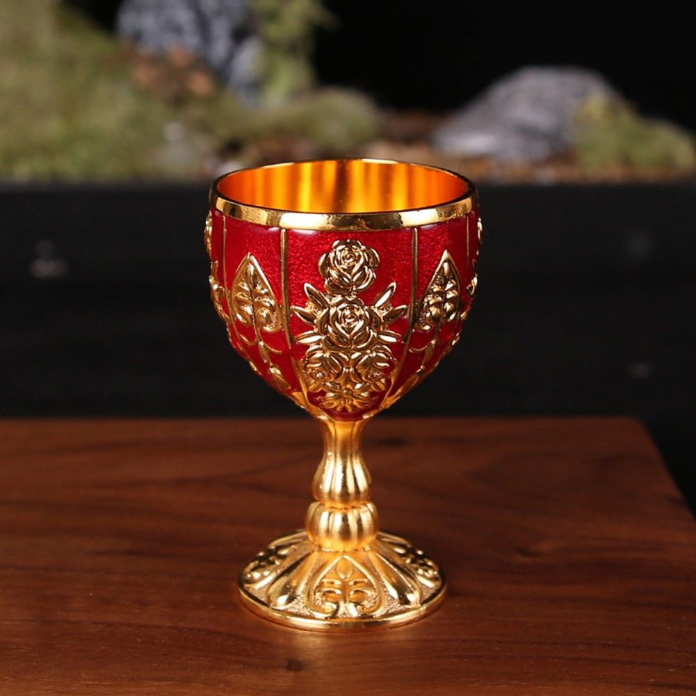 Wine Cup Chalice Aluminum Alloy  Antique Retro Carved