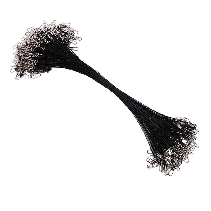 100    Leader Hooks With Steel Leader  -black, 30 30cm Black
