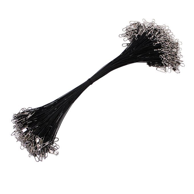 100    Leader Hooks With Steel Leader  -black, 30 30cm Black