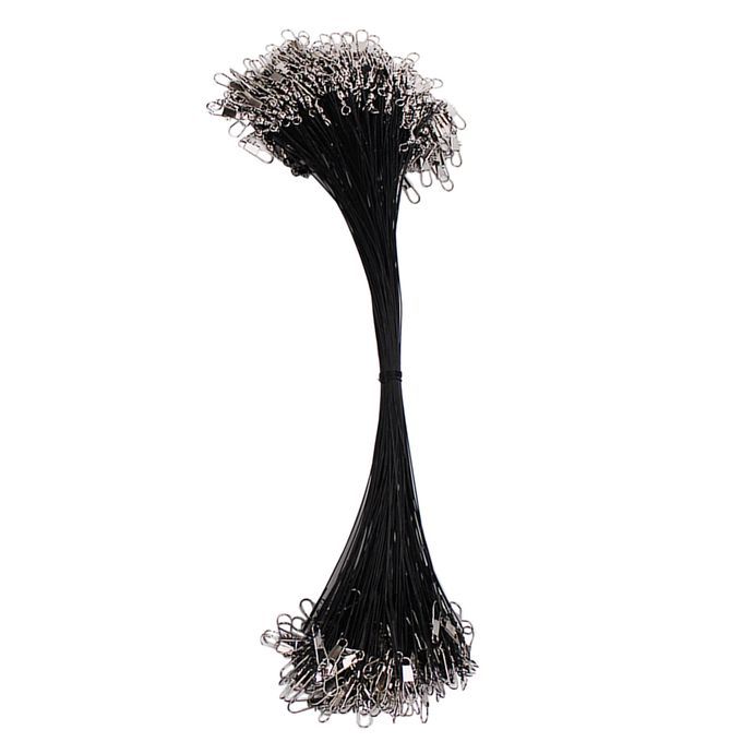 100    Leader Hooks With Steel Leader  -black, 30 30cm Black