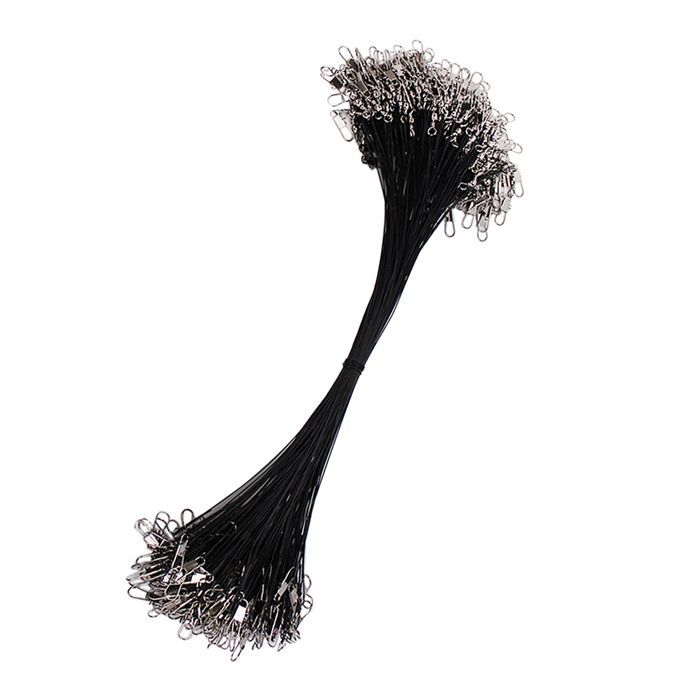 100    Leader Hooks With Steel Leader  -black, 30 30cm Black