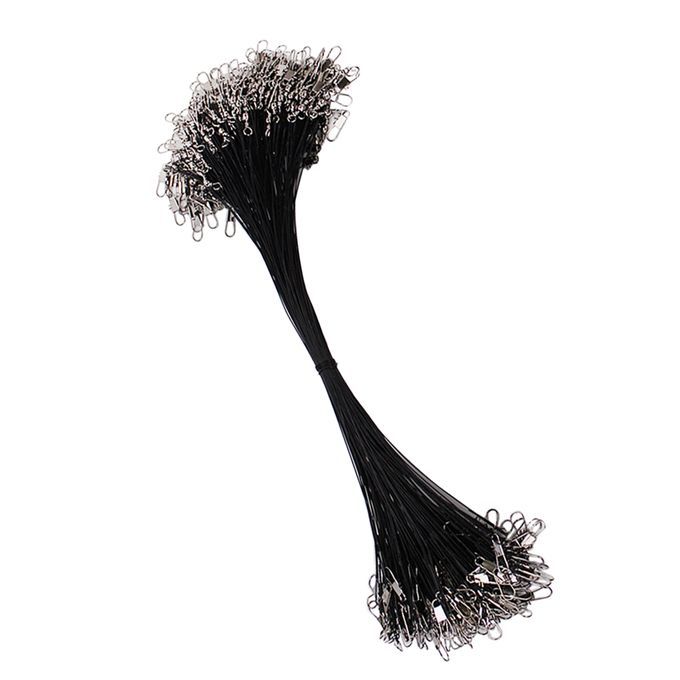 100    Leader Hooks With Steel Leader  -black, 30 30cm Black