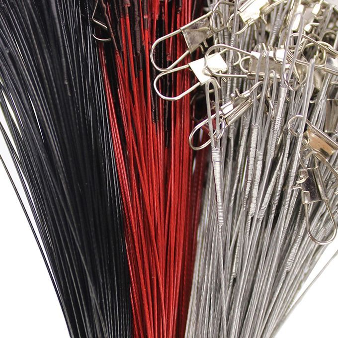 100    Leader Hooks With Steel Leader  -black, 30 30cm Black