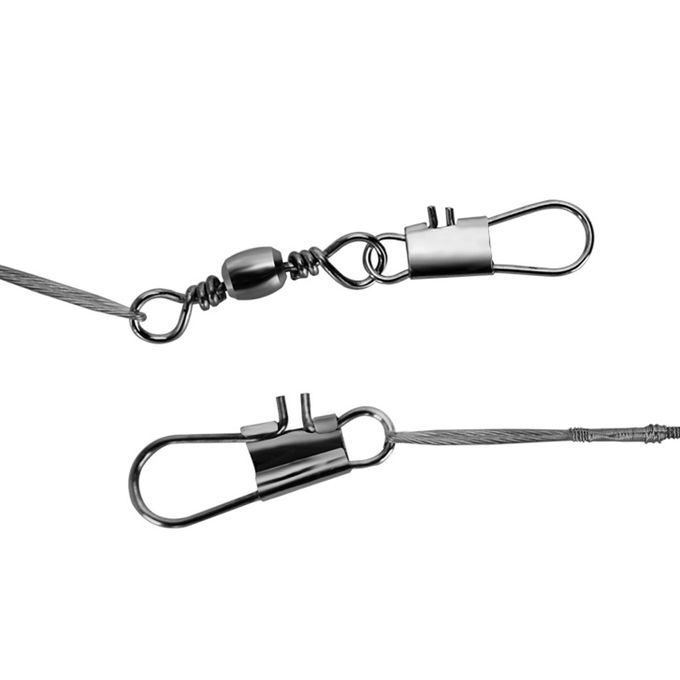 100    Leader Hooks With Steel Leader  -black, 30 30cm Black