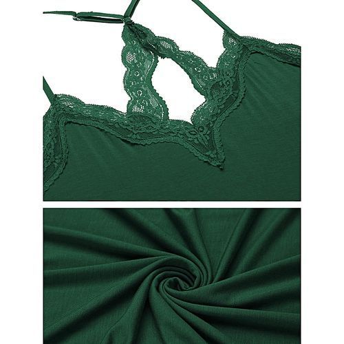 Women Sexy Lace Trim Backless Slim Fit Babydoll Chemise Full Slips Sleepwear