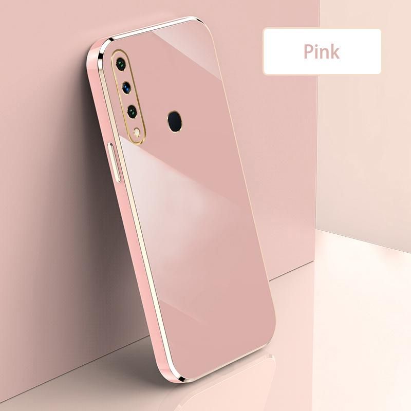 Ultra Thin Plating Phone Case for Huawei Y6p Lens Protection soft Phone Back Cover-Pink