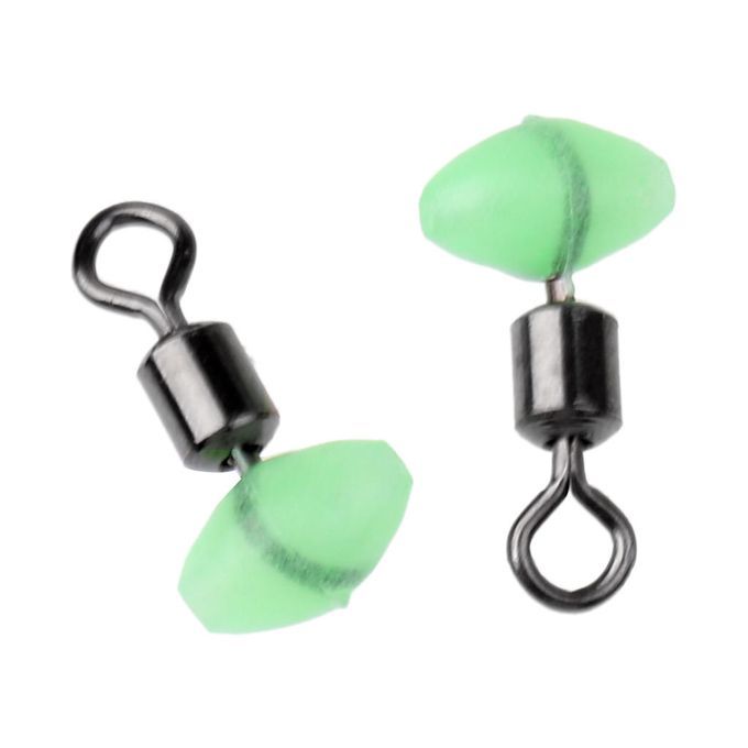 20pcs  Rig Beads With Rollering Swivels Green Noctilucent