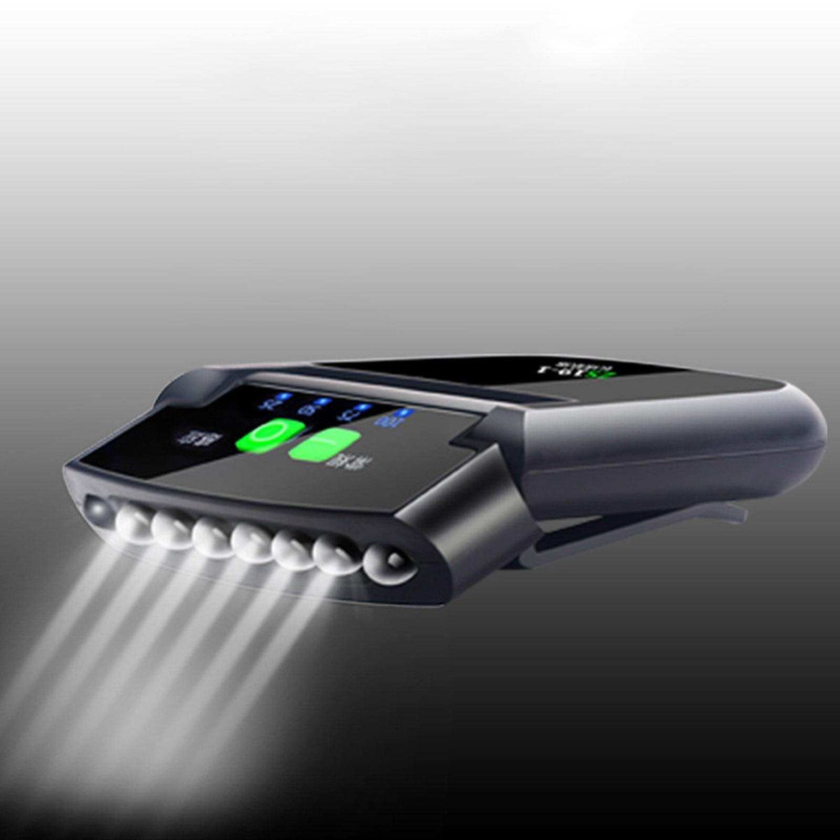 Rechargeable  LED Headlight Torch USB Clip On Sensor Black