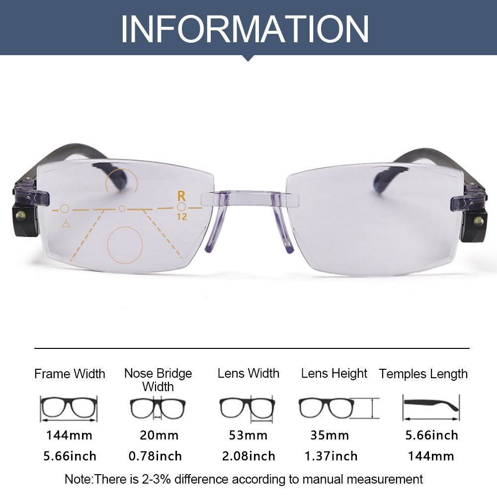 Progressive Multifocal Anti Blue Light Reading Glasses LED Light Glasses