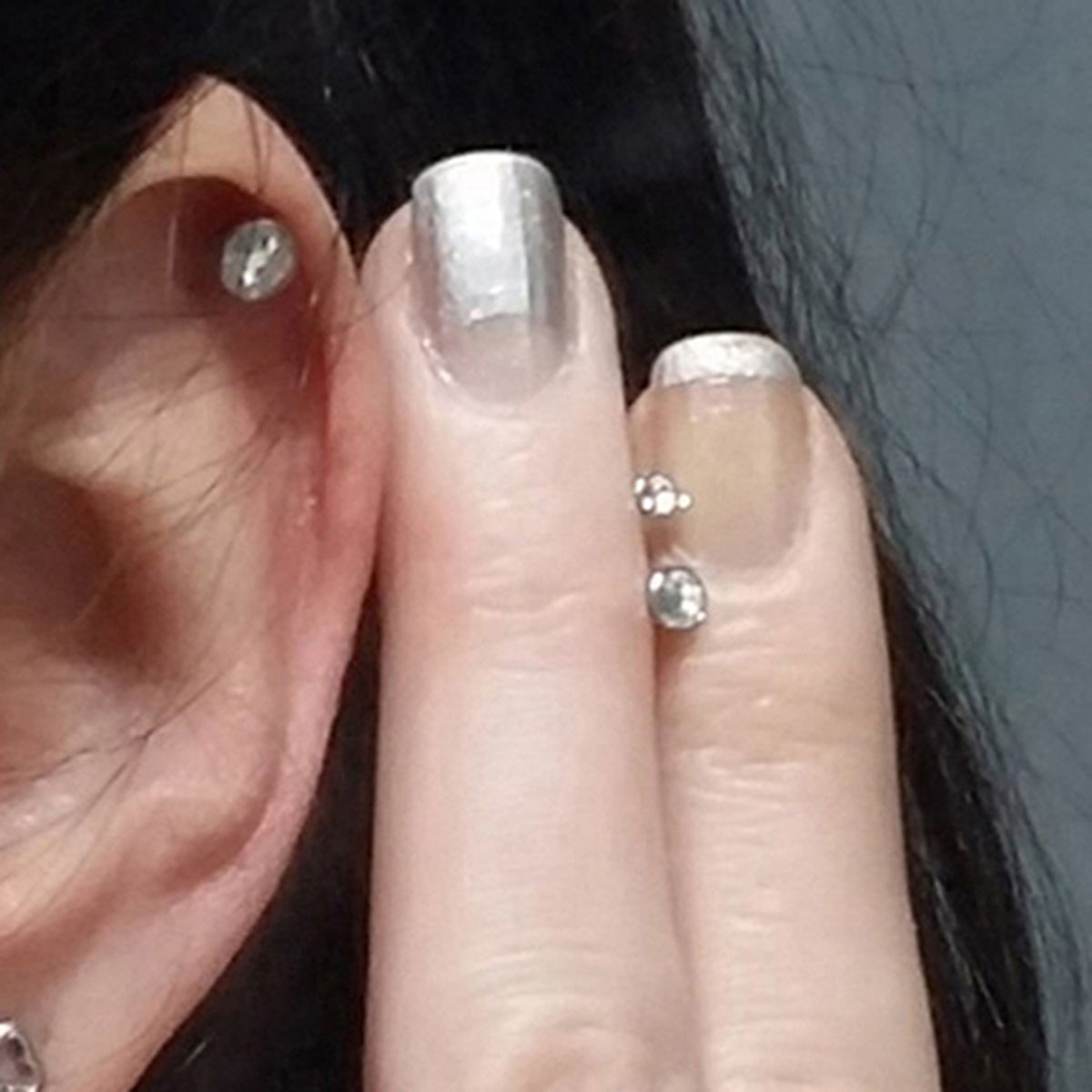 3Pcs/Set Women Fashion Stainless Steel Round Rhinestone Ear Studs Earrings For Party-Black