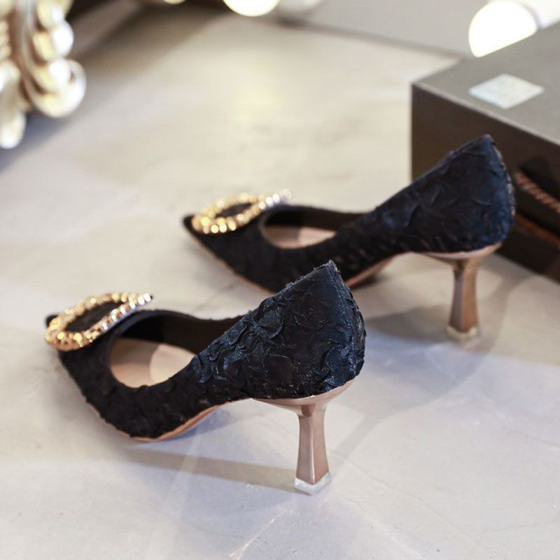 Unique Design High Heels Coming-of-age Ceremony Heel -Black