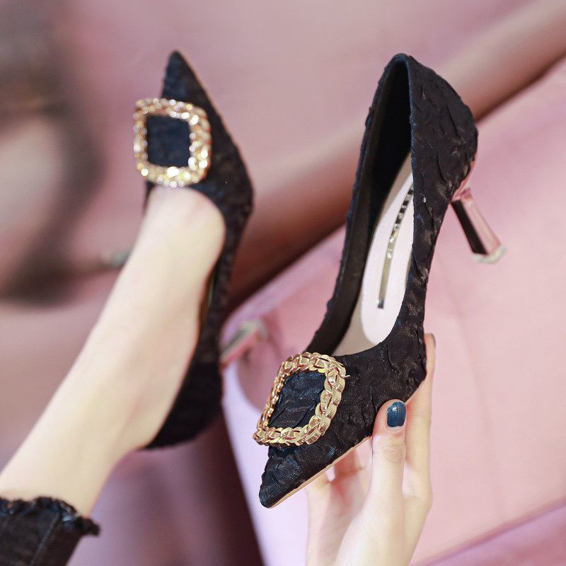 Unique Design High Heels Coming-of-age Ceremony Heel -Black