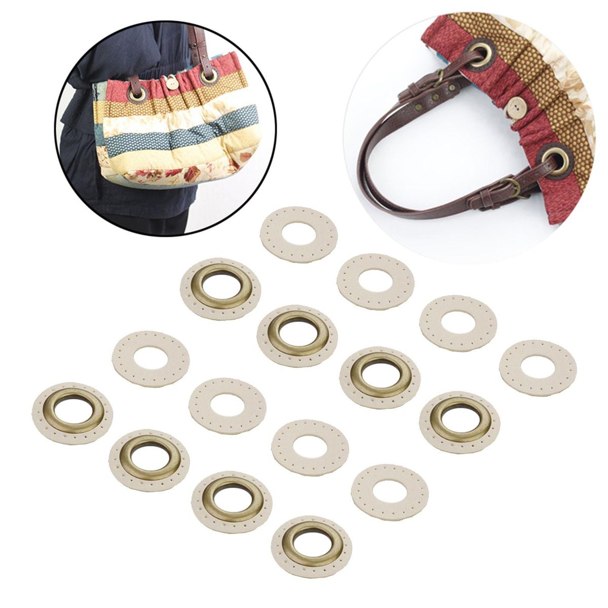 Leather Grommets Eyelets Set    DIY For Purse Bags Shoes Beige