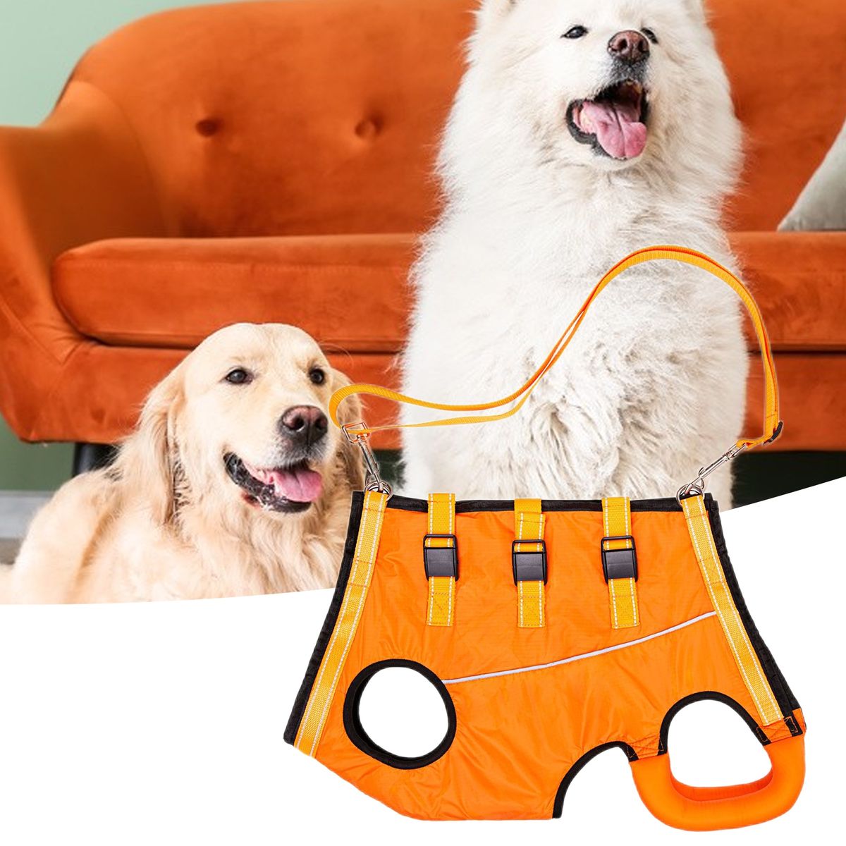 Dog Vest Harness Soft Comfortable Pet Leg Assistance Harness Orange