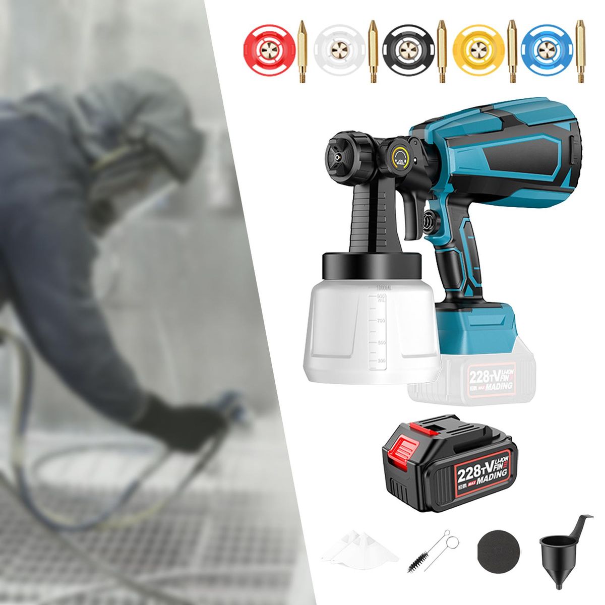 Paint Sprayer Cordless 1000ml Electric Coating And Style C