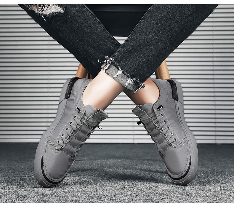 Men's Flat Heel Fashion Ice Silk Grey Casual Cloth Canvas Shoes