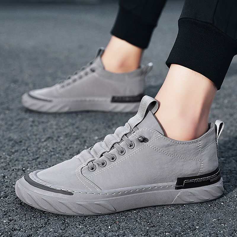 Men's Flat Heel Fashion Ice Silk Grey Casual Cloth Canvas Shoes