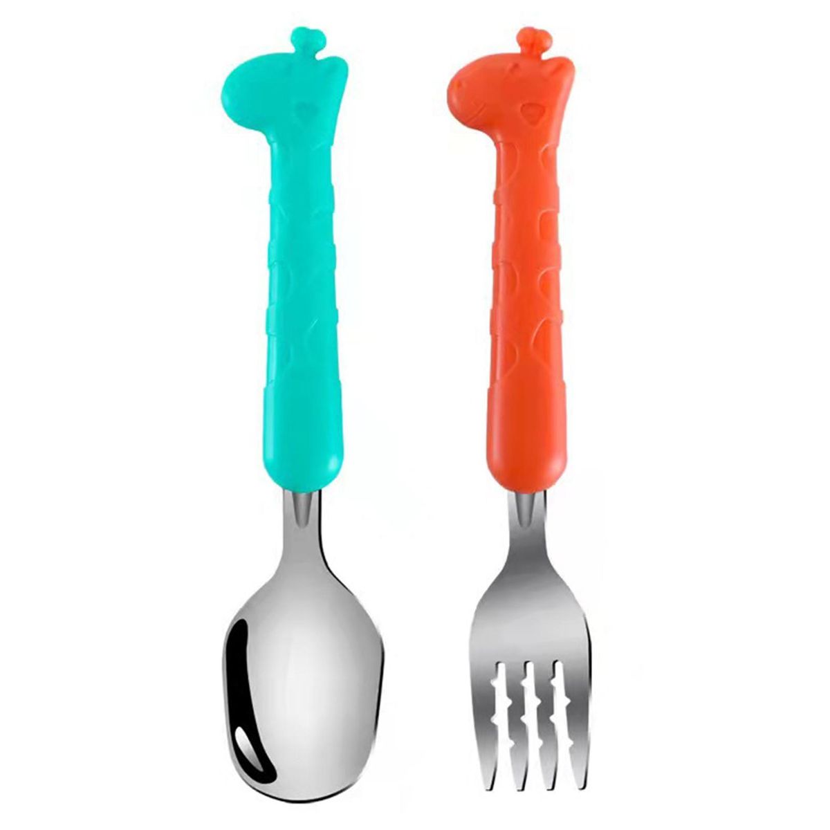 1 Set Children Cutlery Toddler Dinnerware Spoon Fork Orange