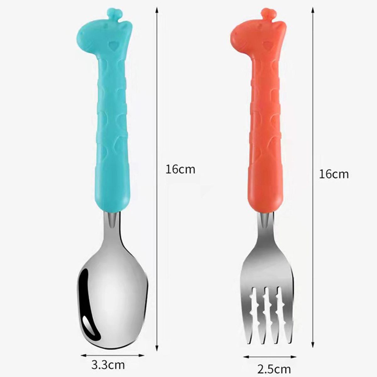 1 Set Children Cutlery Toddler Dinnerware Spoon Fork Orange