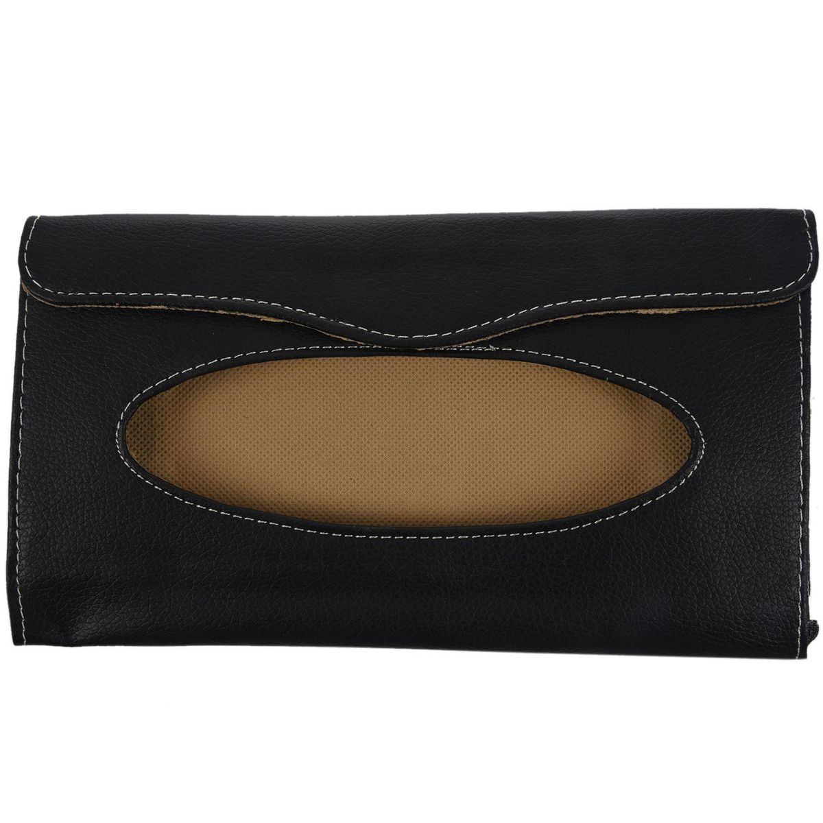 Auto's Accessories Holder Paper Napkin Clip PU Leather Car Sun Visor Tissue Box Black+beige