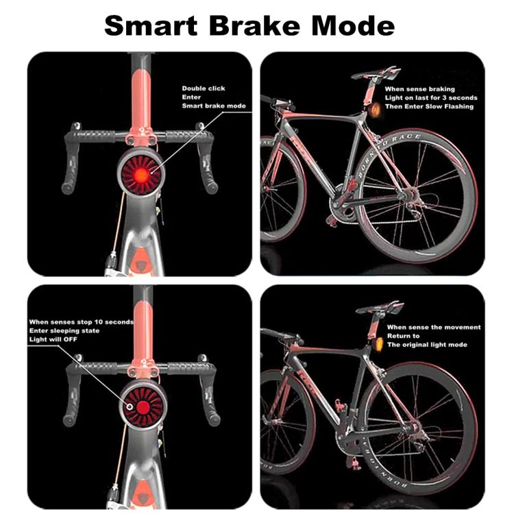 Bicycle Smart Sensor Brake Light USB Tail Light