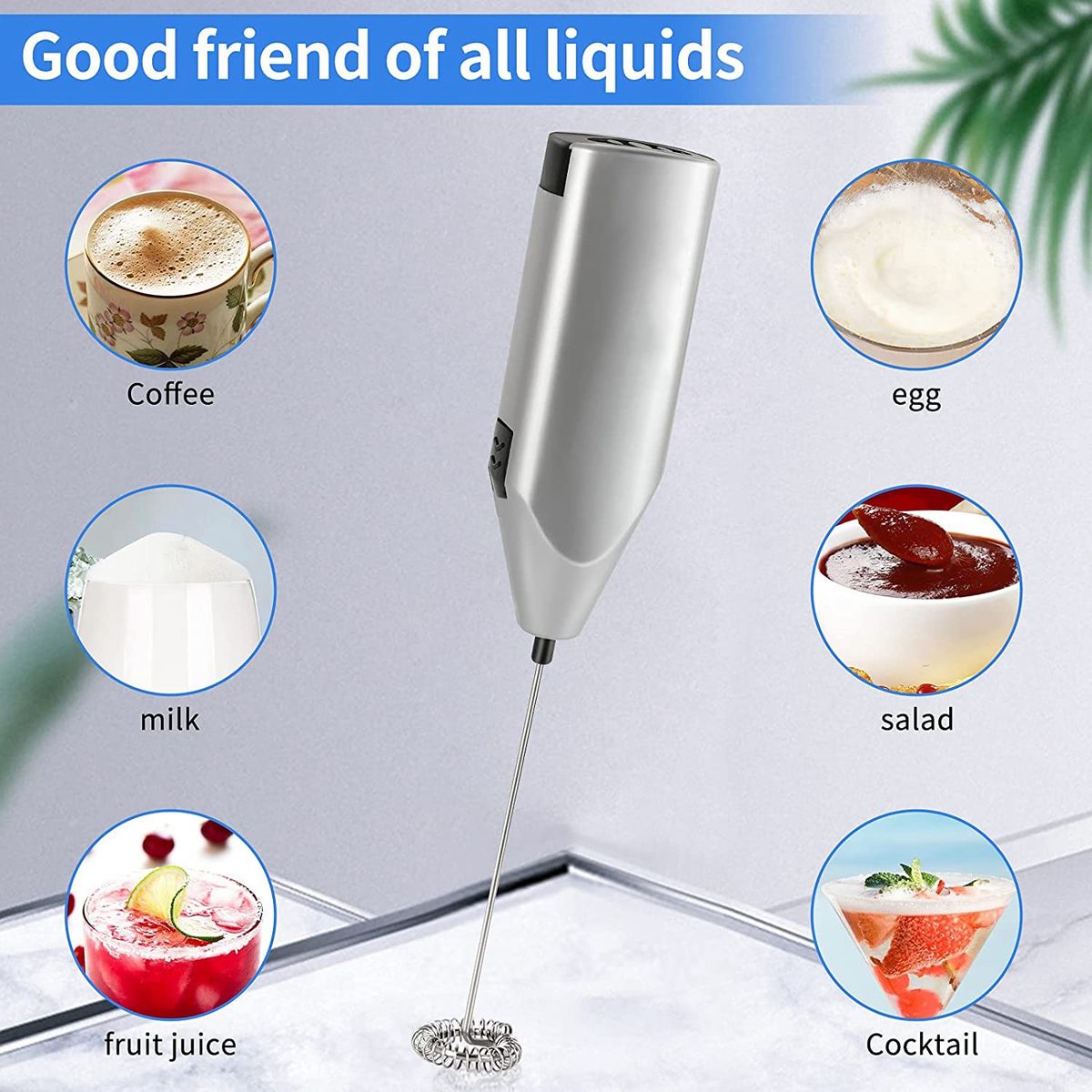 Milk Frother Quiet Hand Held Frother Whisk High Powered