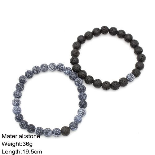 2 IN 1 Crystal  Matts Stone Beads Bracelet Black,Blue Gray