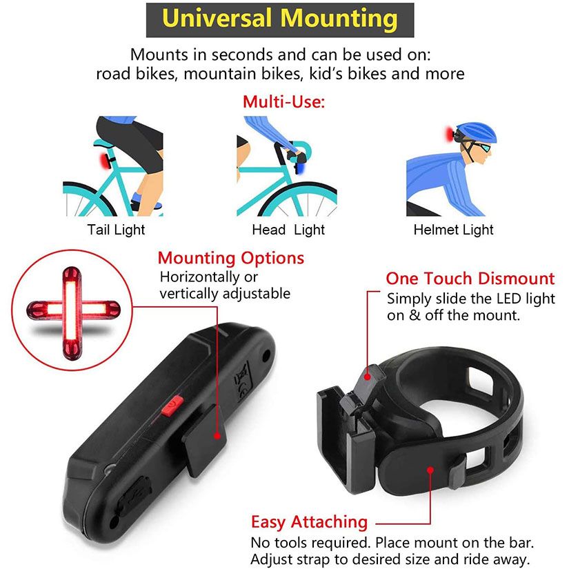 USB Rechargeable LED Bicycle Tail Light, Safety Tail Light