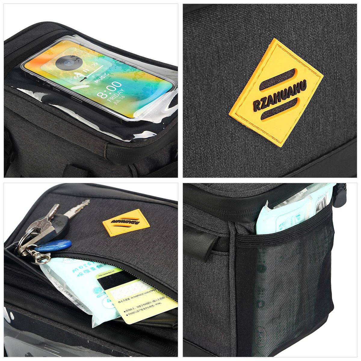 Cycling Insulated Bike Cooler Bag Water Resistant Bike Handlebar Bag Bike Basket Front Bag Pannier with Bike Phone Mount