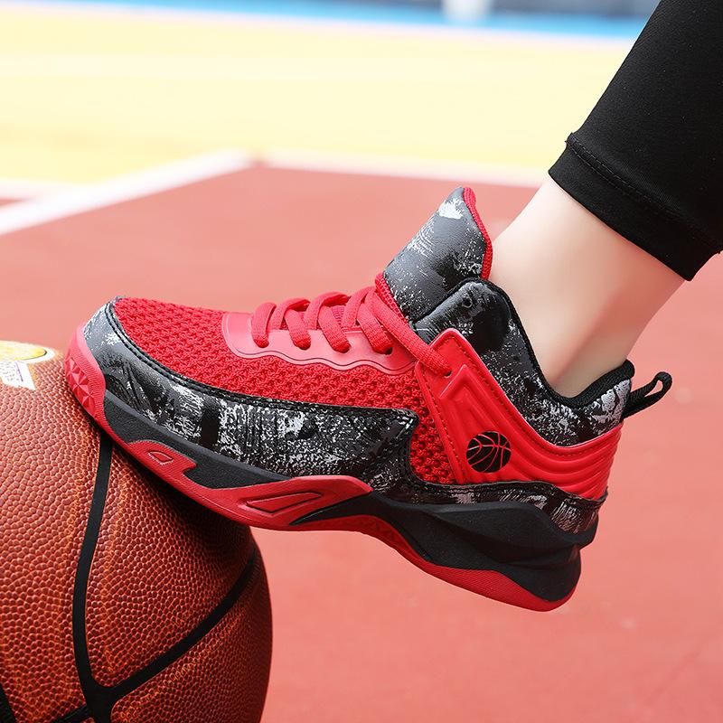 Boys basketball shoes mesh breathable sneakers Red