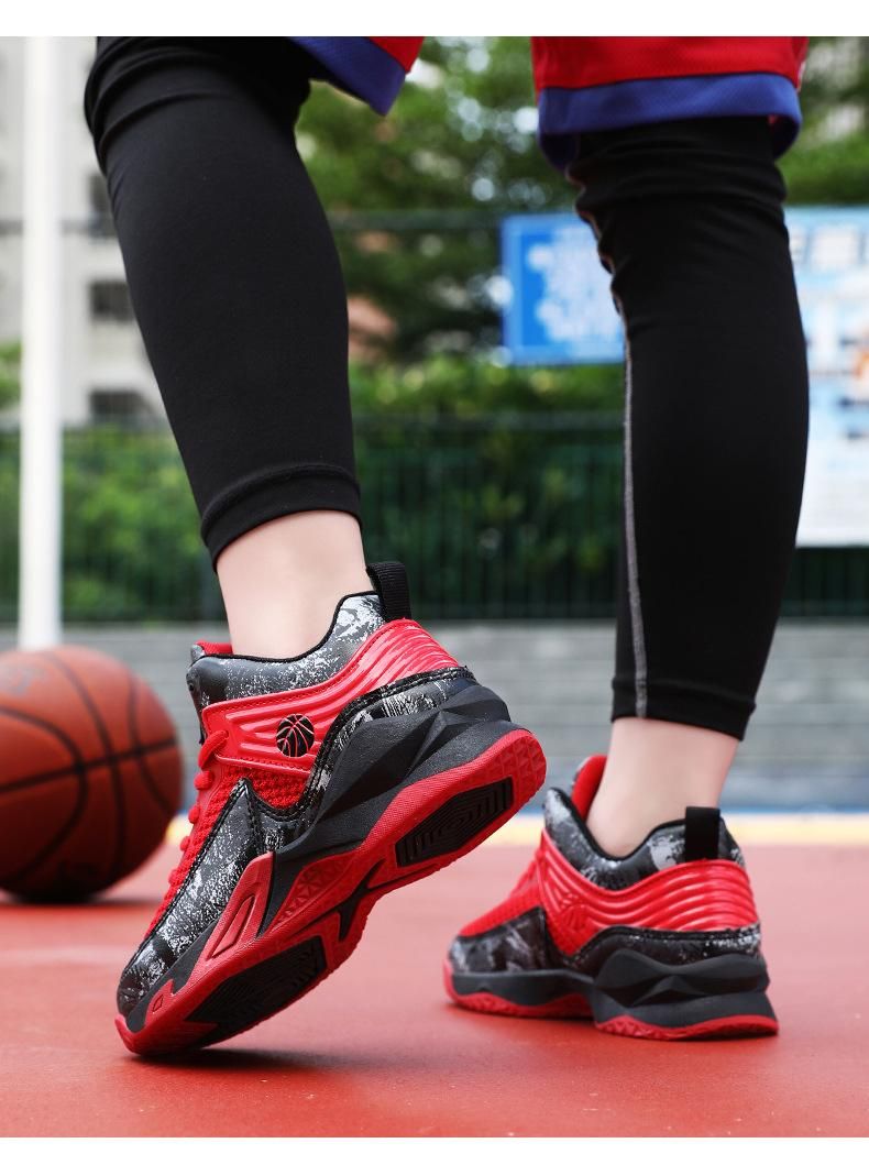 Boys basketball shoes mesh breathable sneakers Red