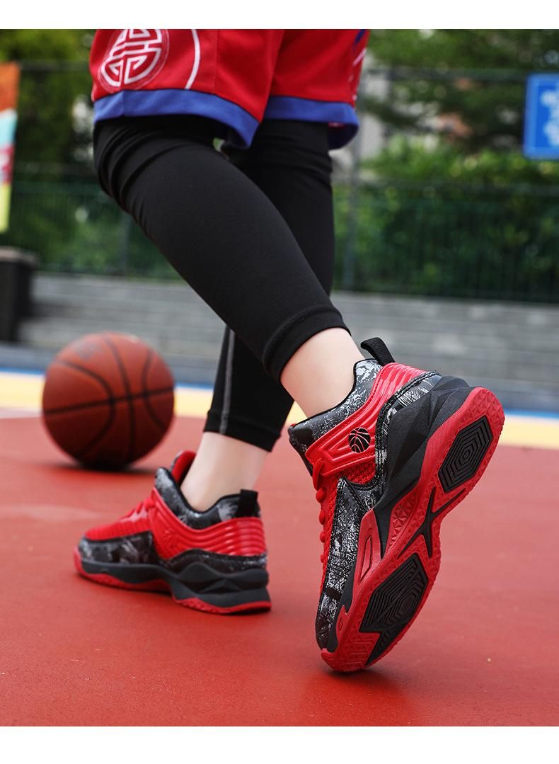 Boys basketball shoes mesh breathable sneakers Red