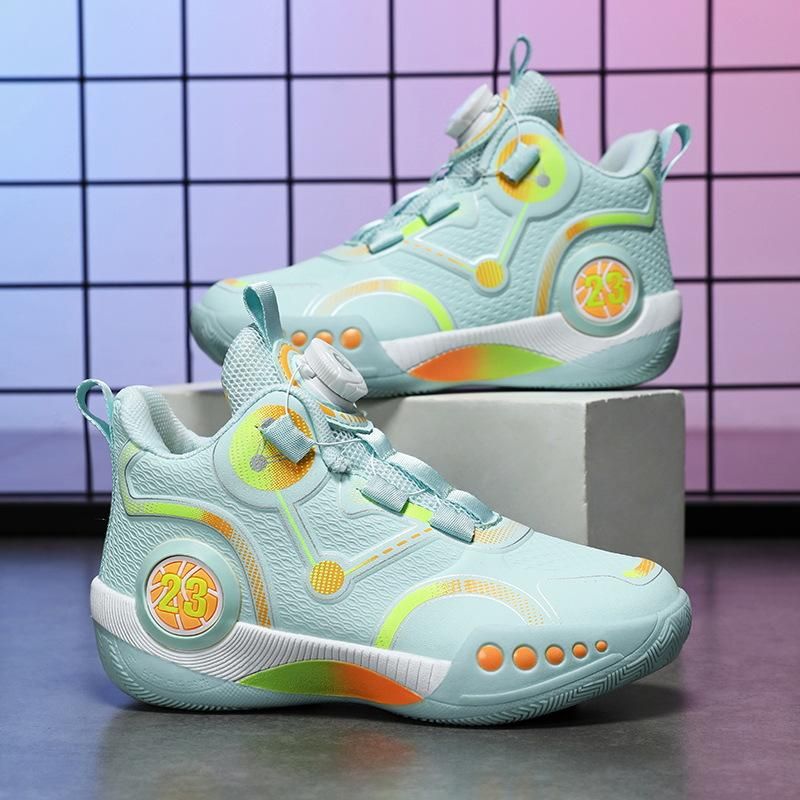 Boys/Adults Basketball Shoes Twist Button Sneakers Green